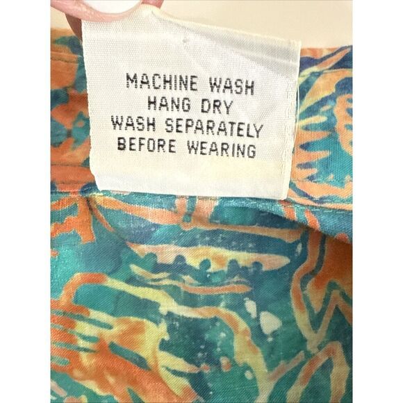 Rum Reggae Mens L Hawaiian Blue Green Button-Up Tropical Shirt Tahiti Grafitti - Picture 6 of 7